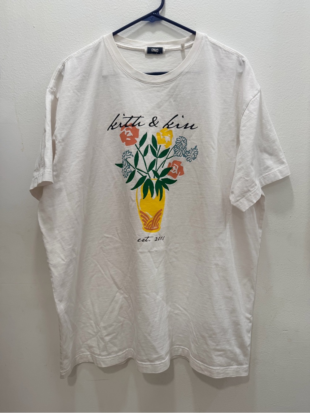 Kith White Crewneck T-Shirt with Black Logo Tag